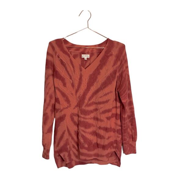Wonderly Drop Shoulder Tie Dye Cable Knit Sweater Red Twist small - Picture 1 of 7